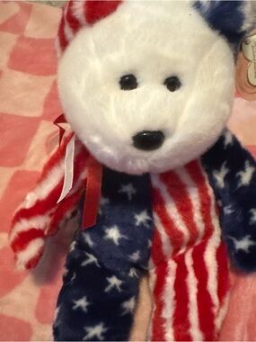 Patriotic Star-Spangled Plush Bear - White, Red & Blue